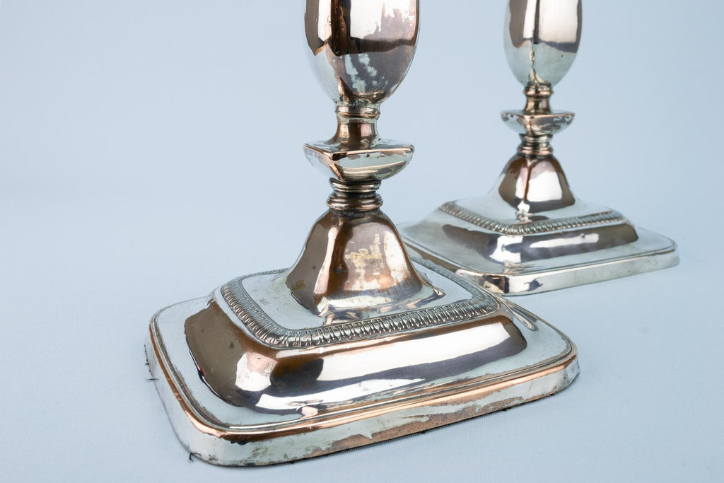 Tall Silver Plated Candlesticks Early 1800s