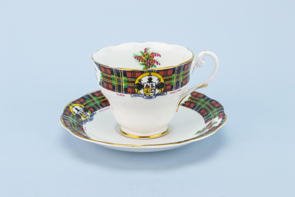 Clan Maclean Teacup and Saucer Scottish Tartan
