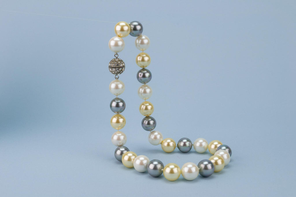 Large Grey Majorica Pearls Necklace