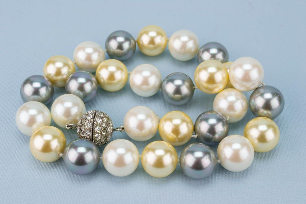 Large Grey Majorica Pearls Necklace