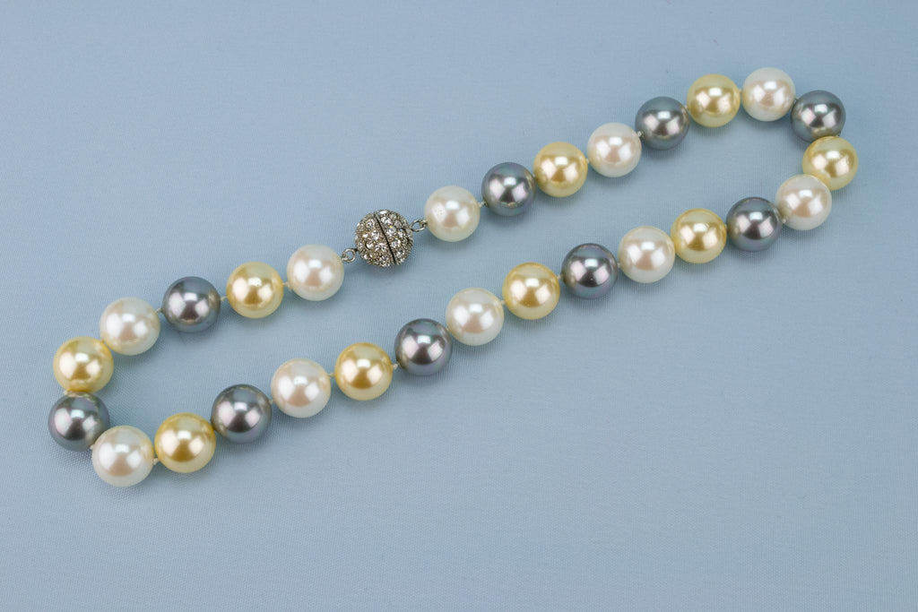 Large Grey Majorica Pearls Necklace