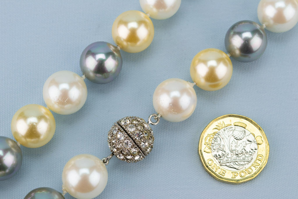 Large Grey Majorica Pearls Necklace