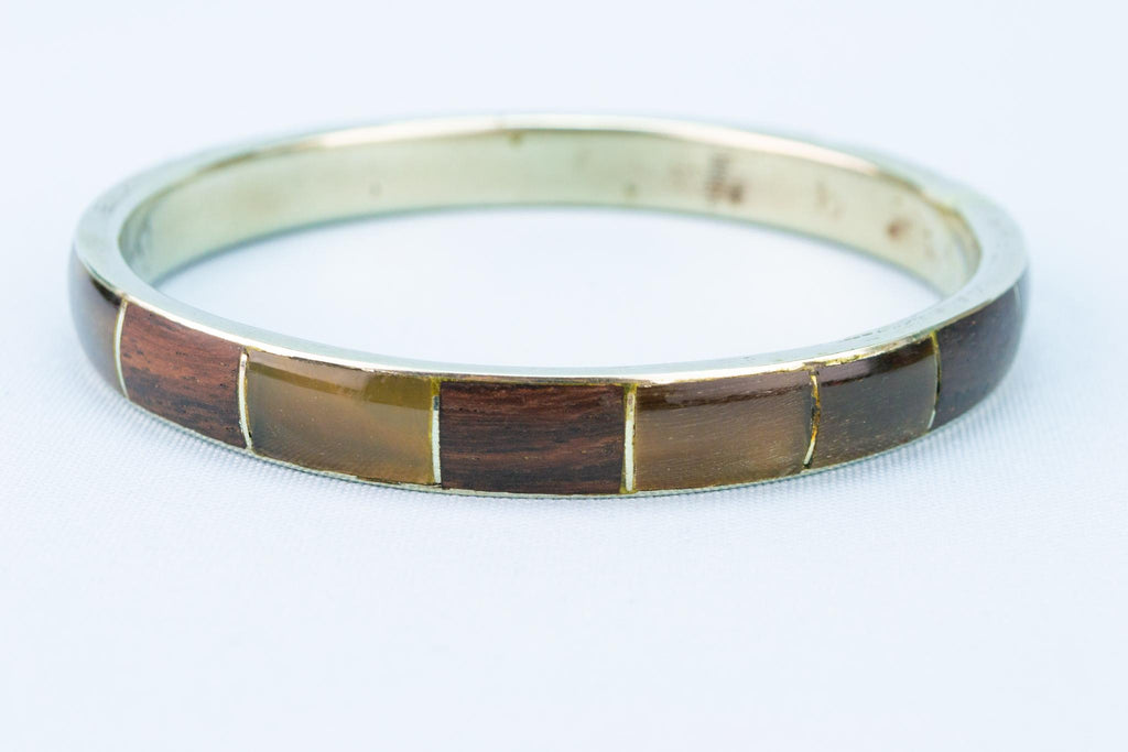 Silver & Fossilised Wood Bracelet 1950s