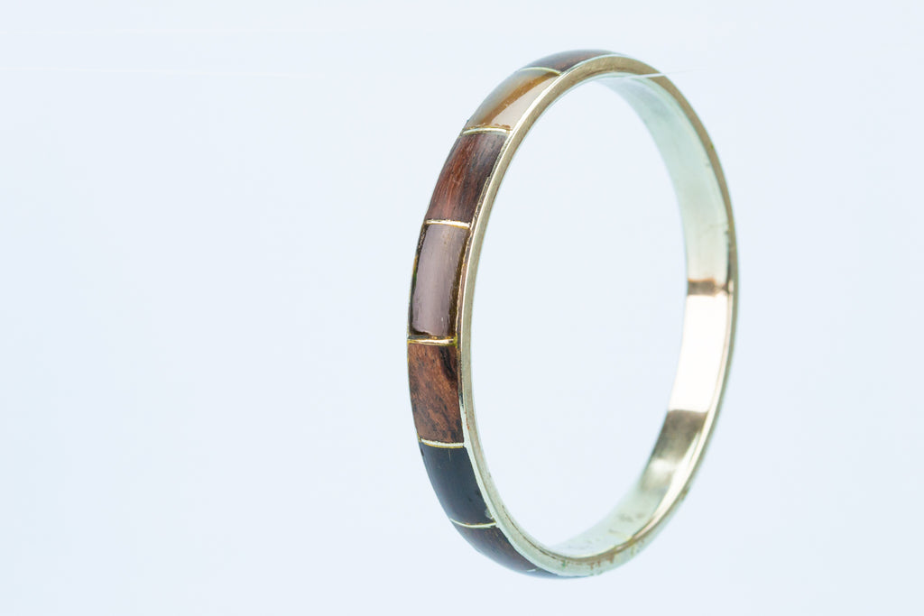 Silver & Fossilised Wood Bracelet 1950s