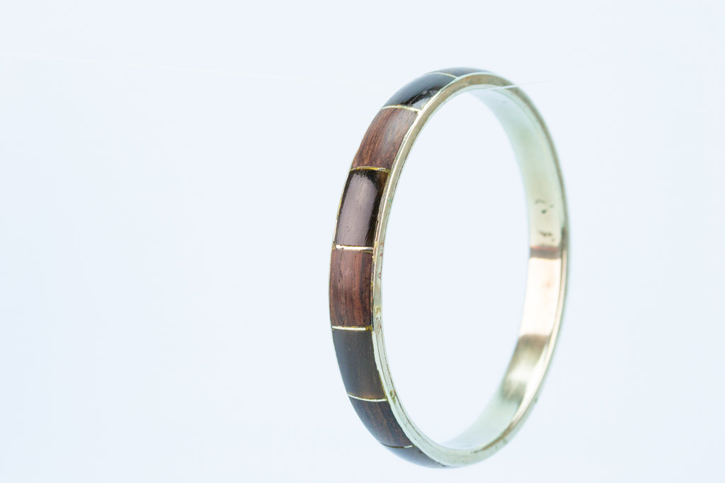 Silver & Fossilised Wood Bracelet 1950s