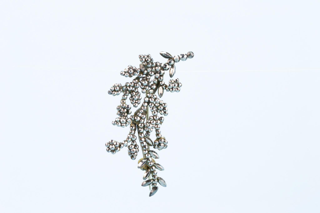 Flower Branch Brooch In Cut Steel, English 1840s