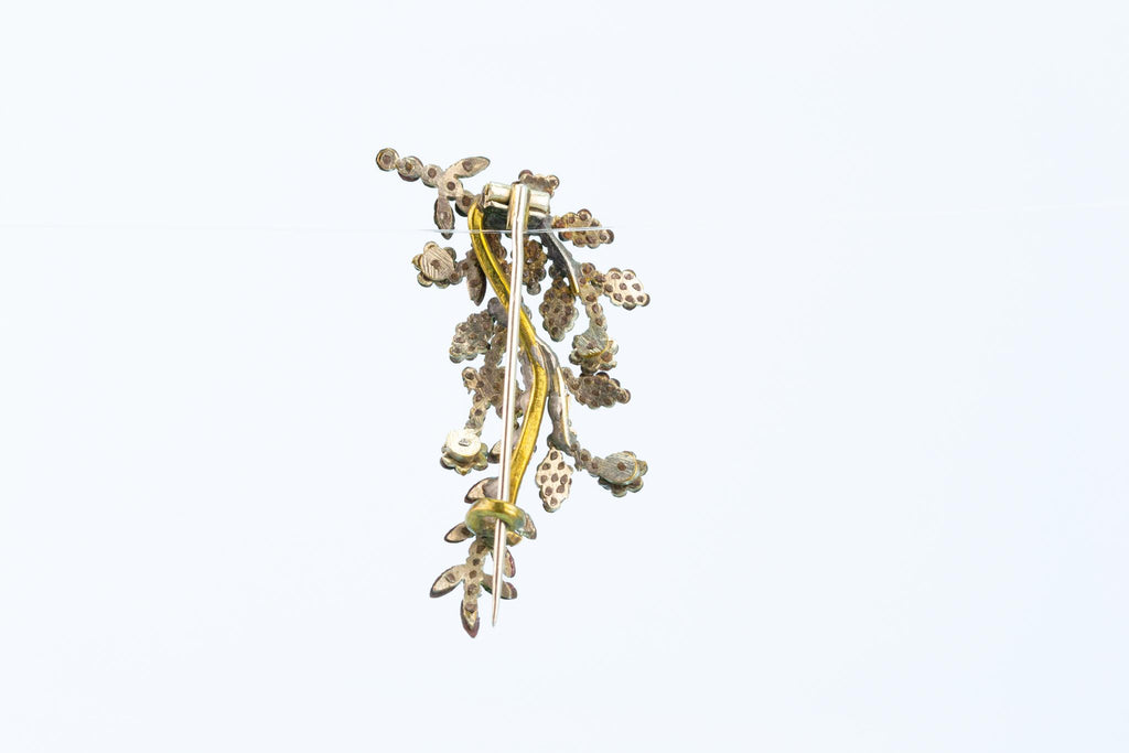 Flower Branch Brooch In Cut Steel, English 1840s