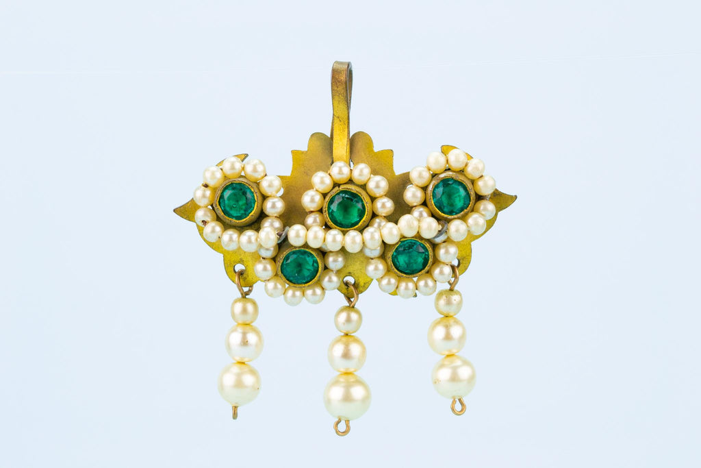 Gilded Pendant with Glass Pearls, Spanish 1840s