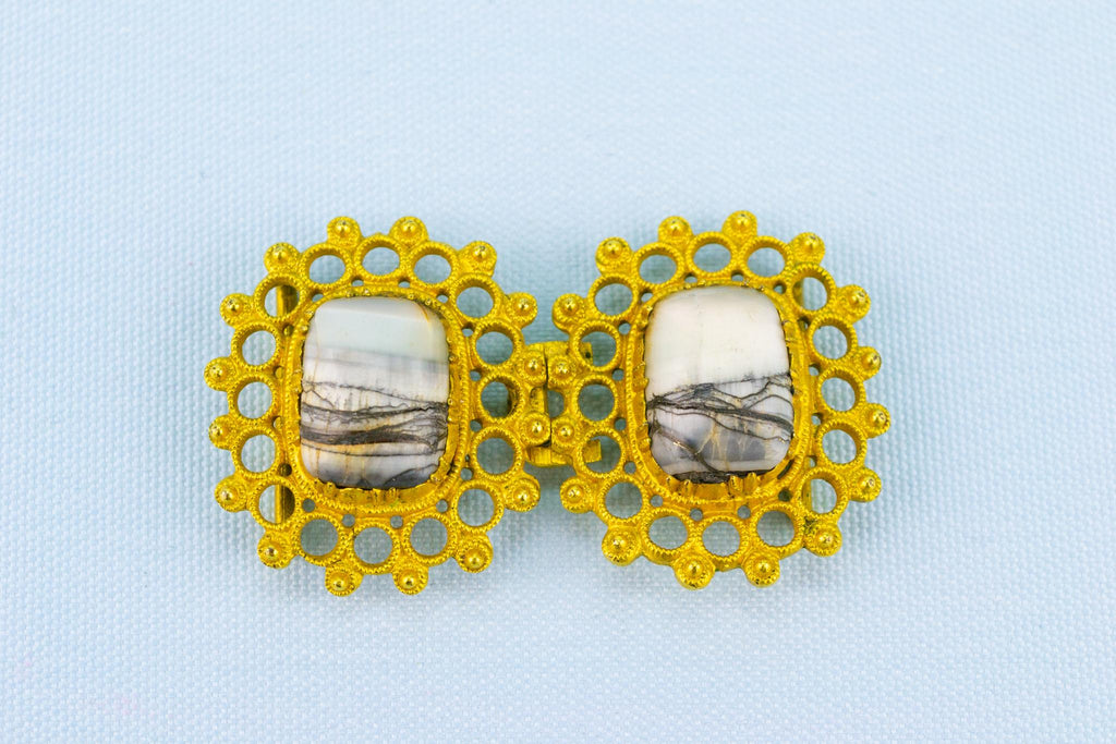 Gold Plated and Agate Buckle, English 1780s
