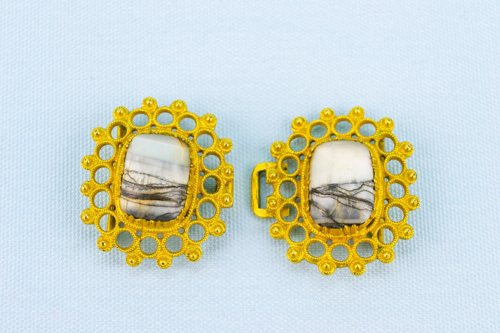 Gold Plated and Agate Buckle, English 1780s