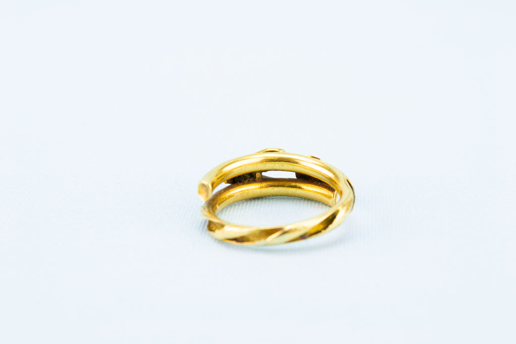 Gold Love Token Ring Turquoise & Diamond, English 19th Century