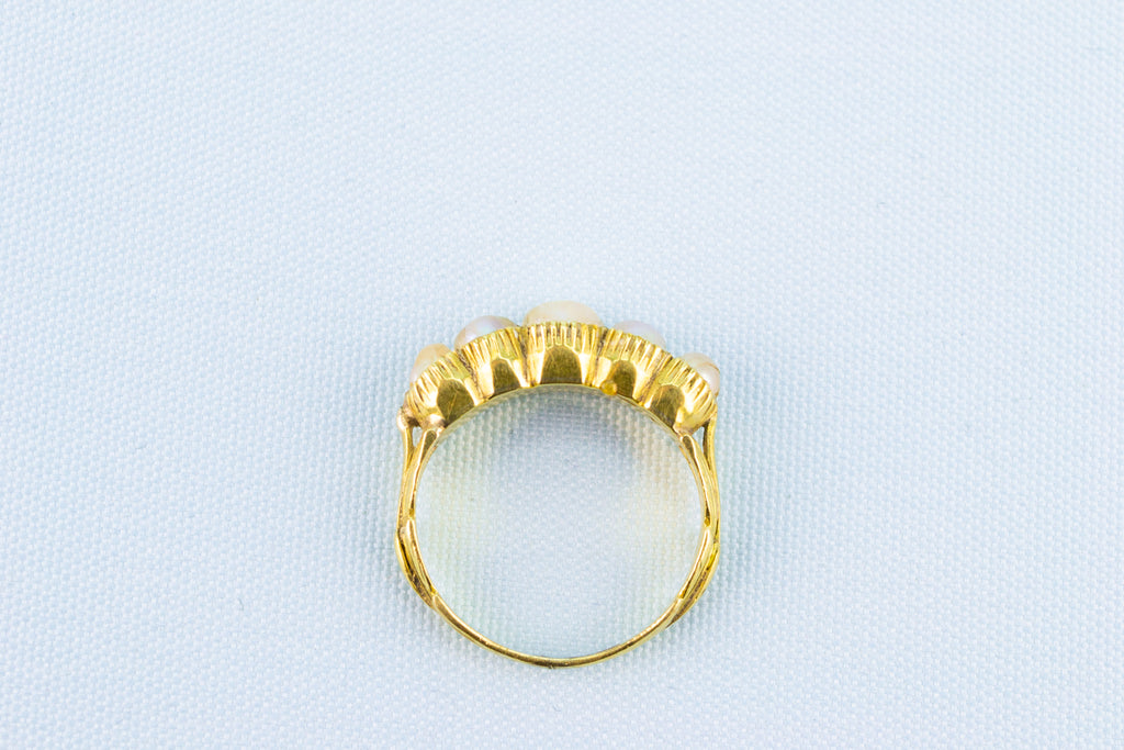 Gold & Scottish Pearls Ring, English 18th Century