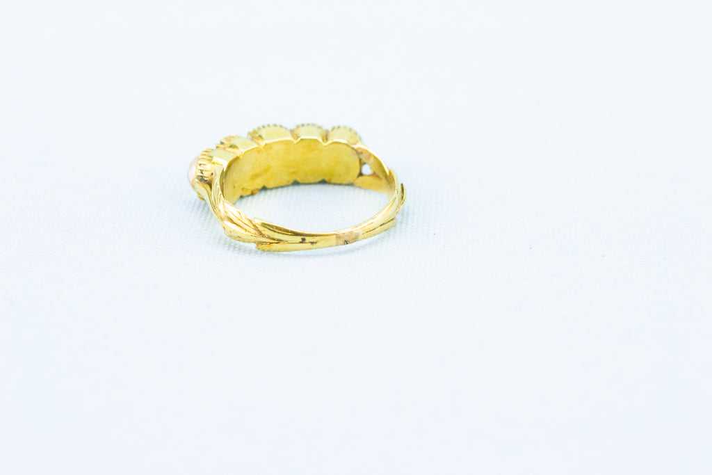 Gold & Scottish Pearls Ring, English 18th Century