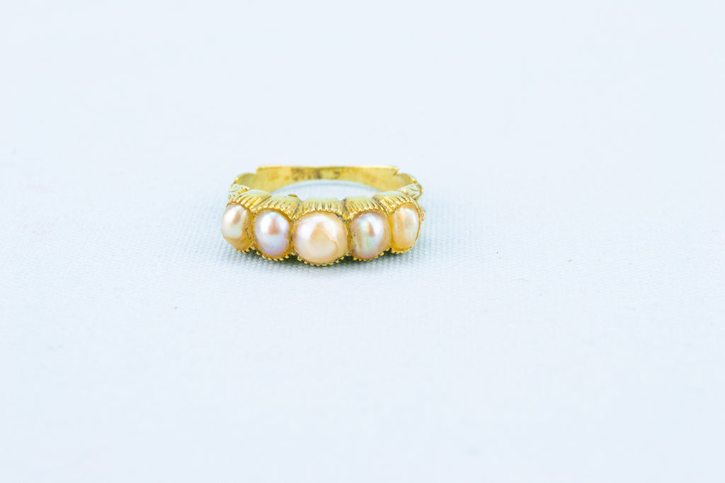 Gold & Scottish Pearls Ring, English 18th Century