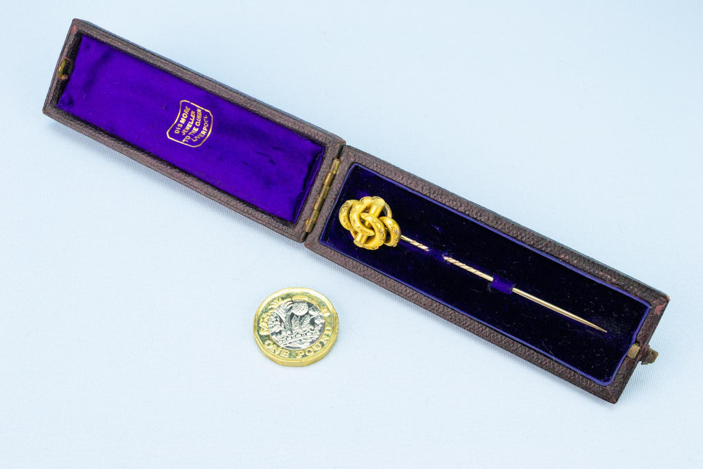 Gold Pin Brooch Knot, English Circa 1870