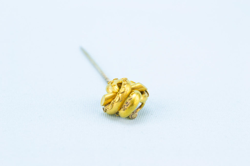 Gold Pin Brooch Knot, English Circa 1870