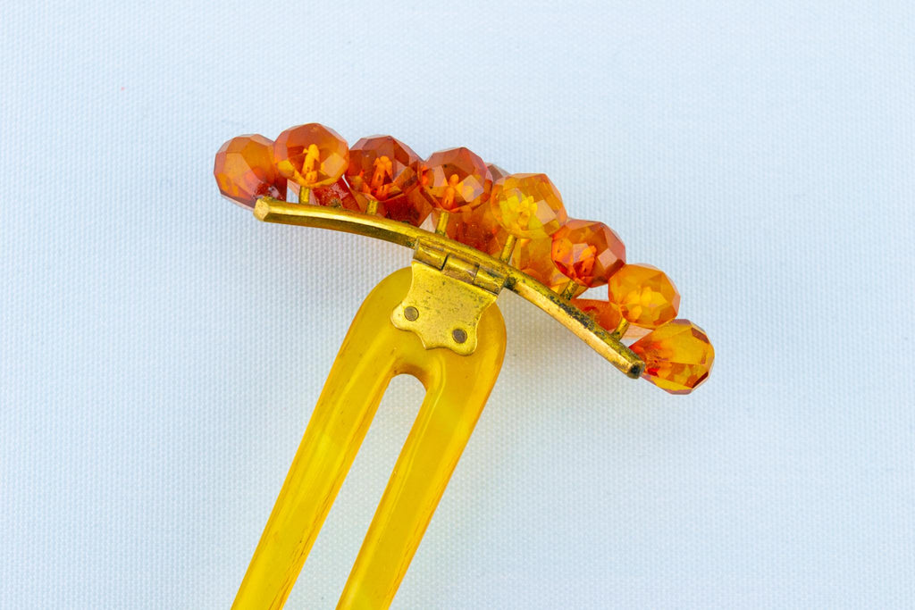Hair Ornament Pin in Amber, English 1890s