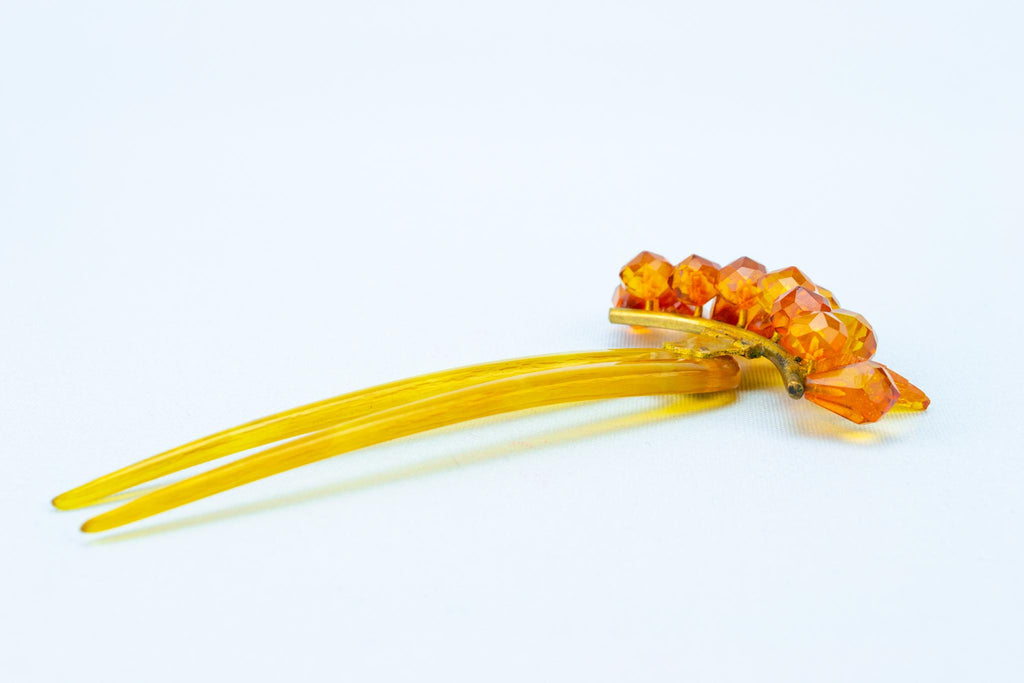 Hair Ornament Pin in Amber, English 1890s
