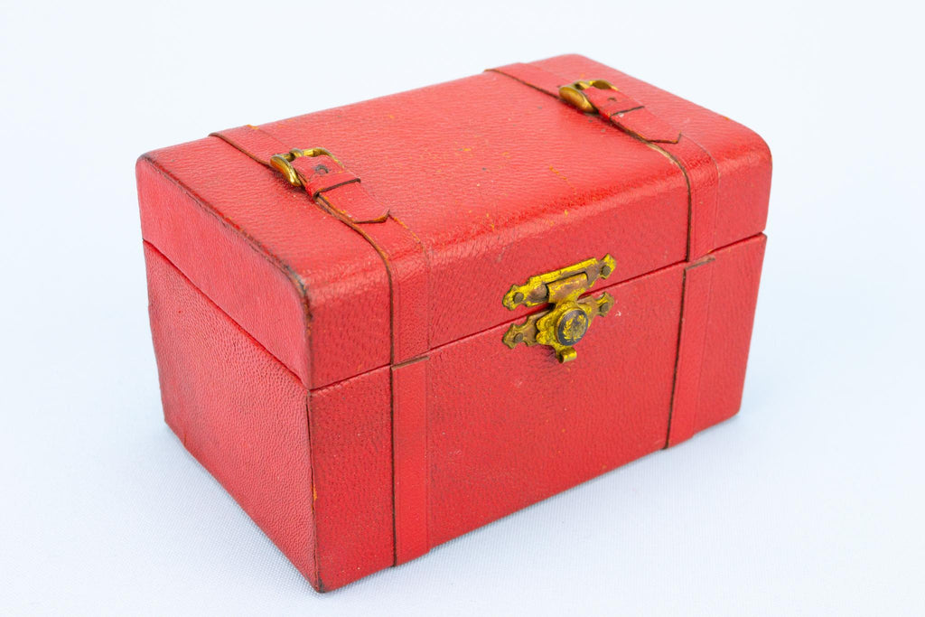 Red Leather Jewellery Box, French 1950s