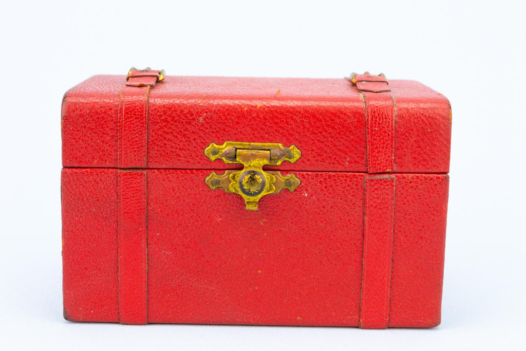 Red Leather Jewellery Box, French 1950s