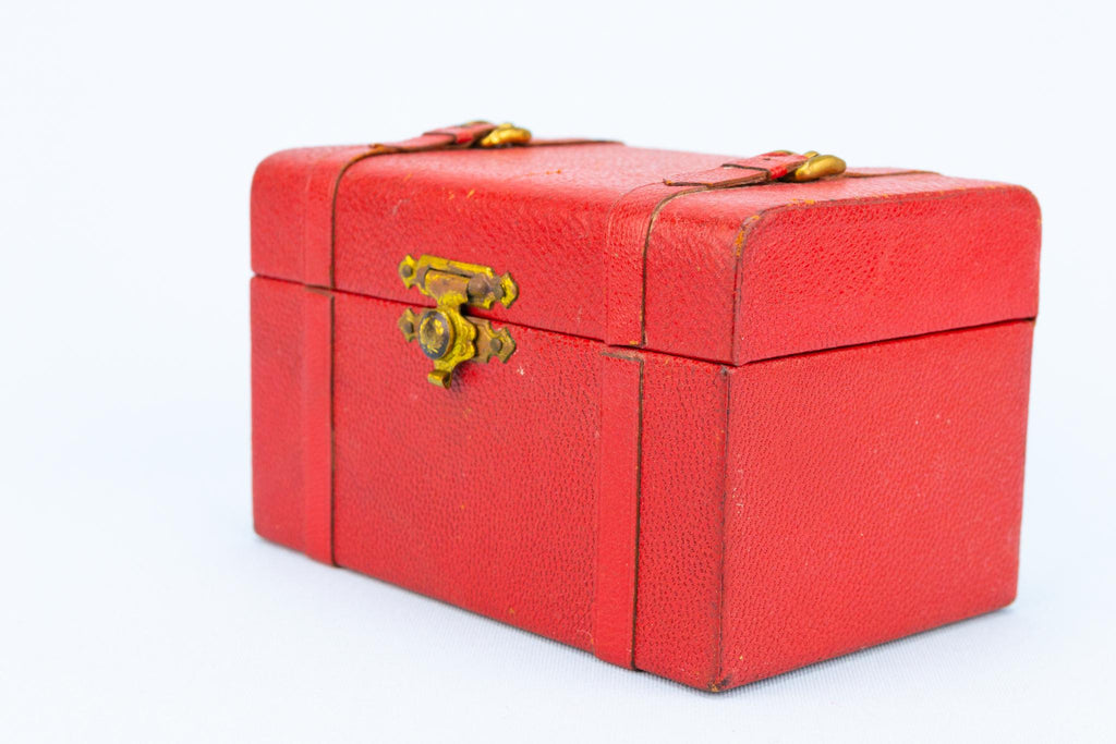Red Leather Jewellery Box, French 1950s