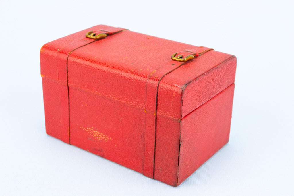 Red Leather Jewellery Box, French 1950s