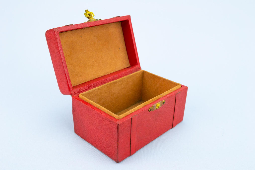 Red Leather Jewellery Box, French 1950s