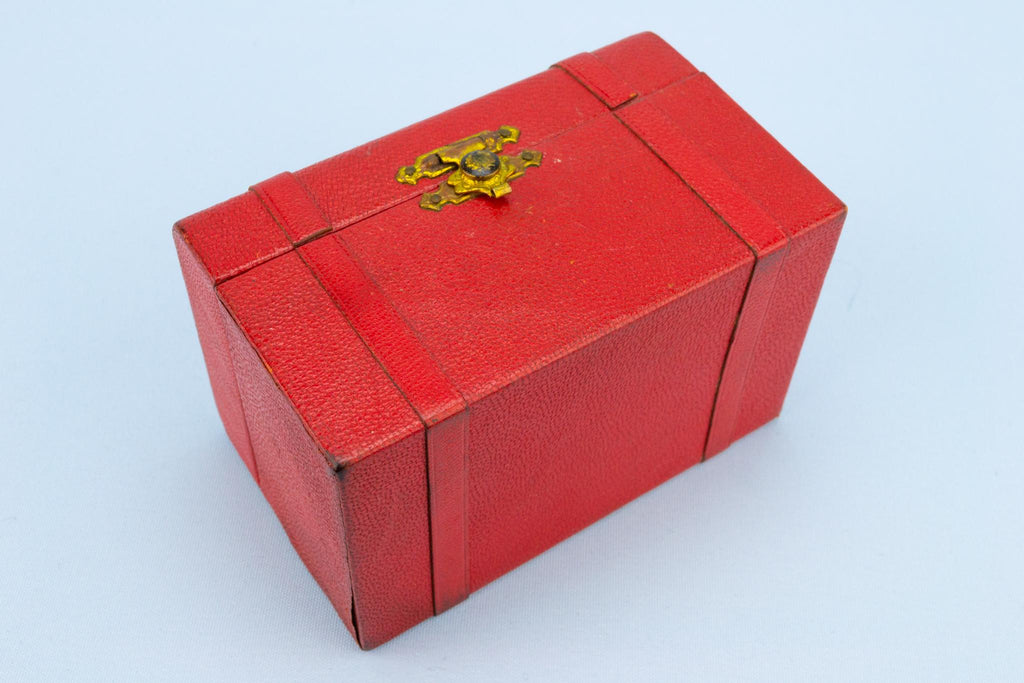 Red Leather Jewellery Box, French 1950s