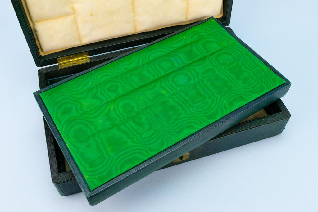 Asprey Jewellery Box in Green Leather, English circa 1930