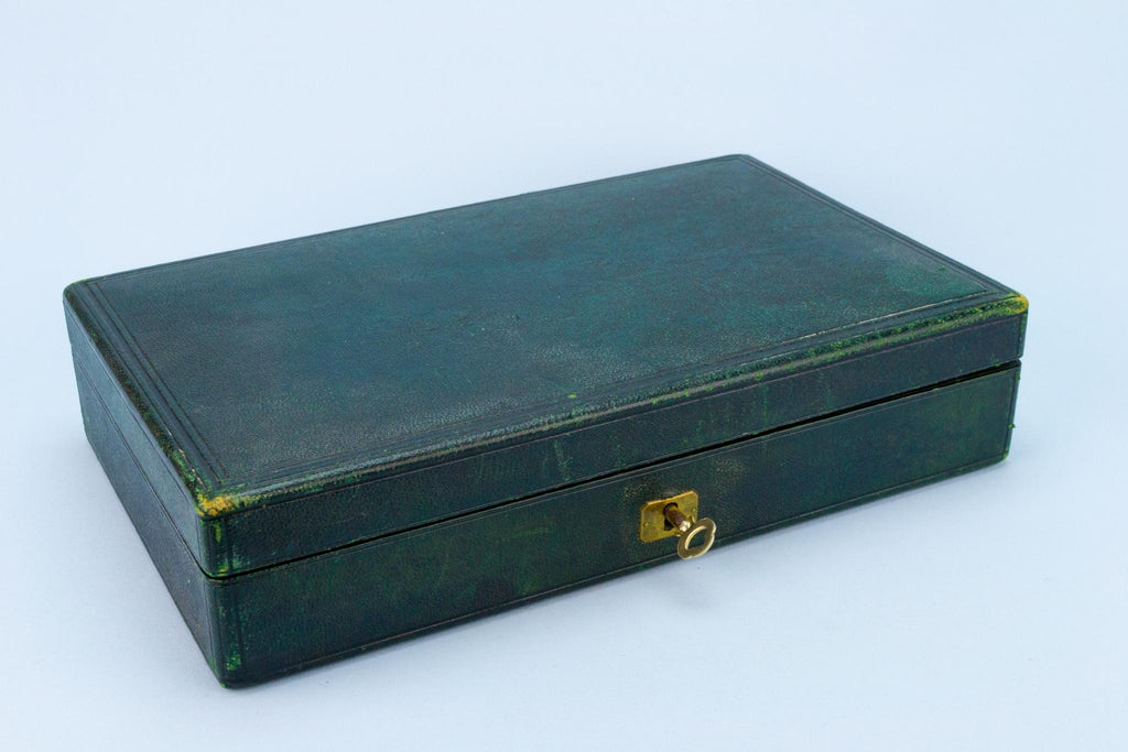 Asprey Jewellery Box in Green Leather, English circa 1930