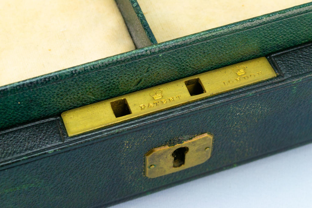 Asprey Jewellery Box in Green Leather, English circa 1930