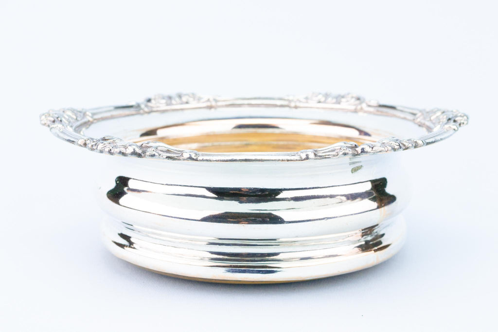 Silver Plated Wine Bottle Coaster, English Early 1900s
