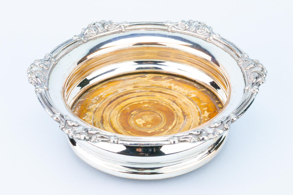 Silver Plated Wine Bottle Coaster, English Early 1900s