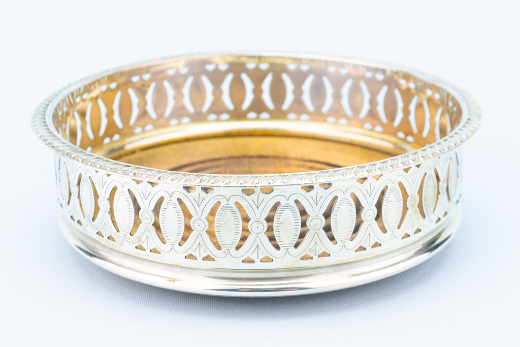 Silver Plated Medium Traditional Coaster, English Early 1900s