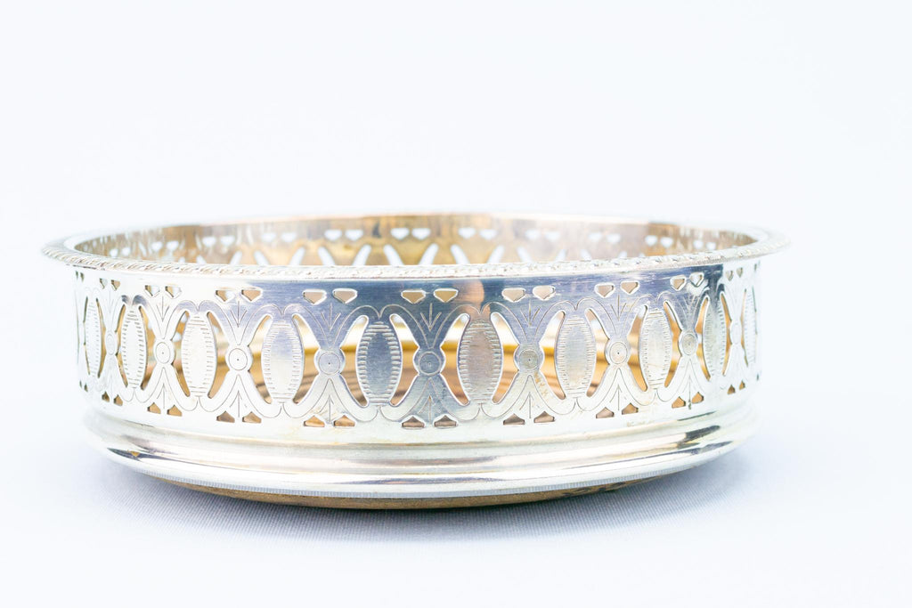 Silver Plated Medium Traditional Coaster, English Early 1900s
