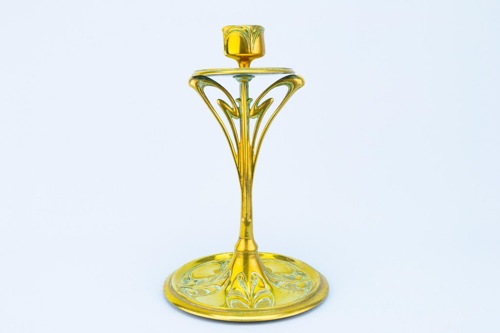 Art Nouveau Candlestick in Brass, English Circa 1900