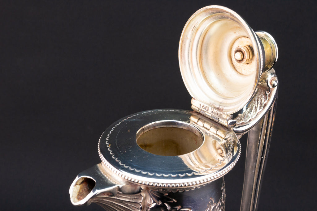 Wine Carafe in Glass and Silver Plate, English 1880s