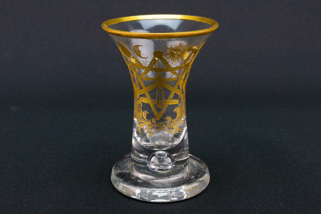 Masonic Gilded Firing Glass, English Circa 1780