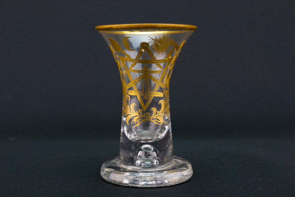 Masonic Gilded Firing Glass, English Circa 1780