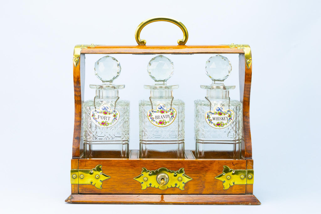 Tantalus with Three Square Decanters, English Early 1900s