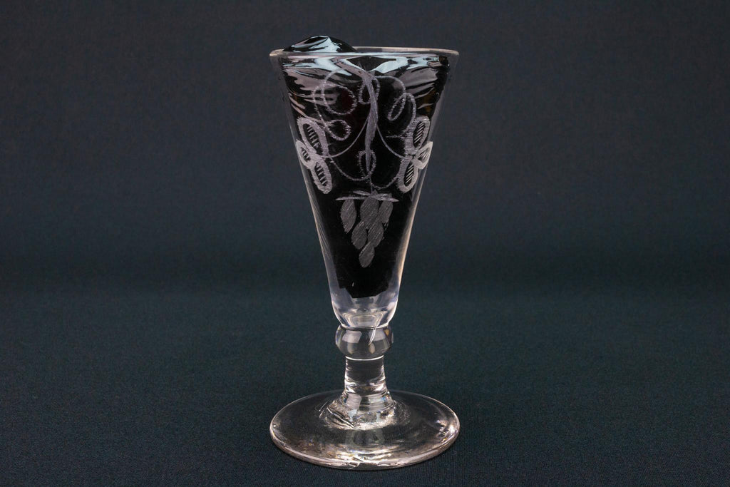 Engraved Wine Glass, English Circa 1790