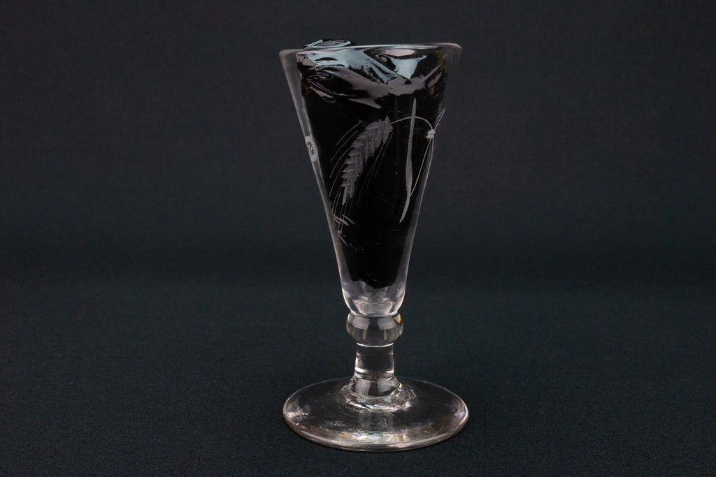 Engraved Wine Glass, English Circa 1790