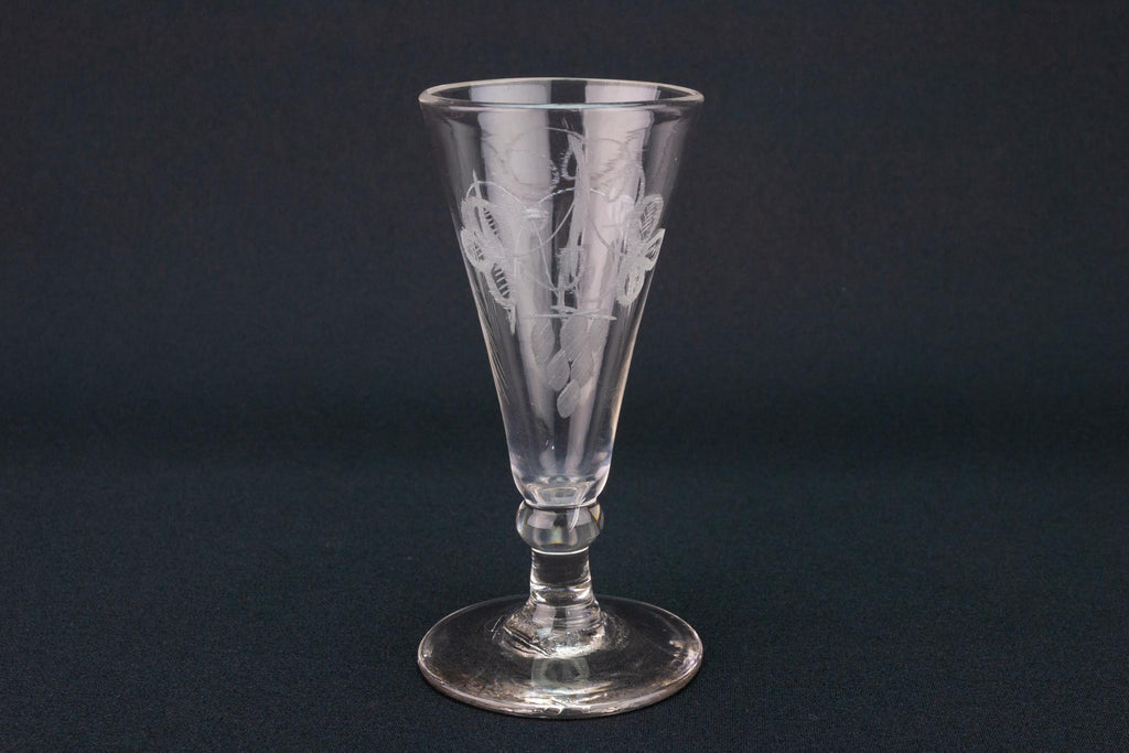 Engraved Wine Glass, English Circa 1790