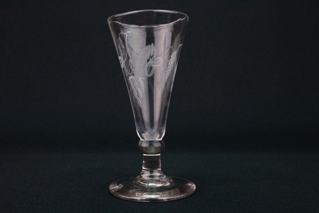 Engraved Wine Glass, English Circa 1790