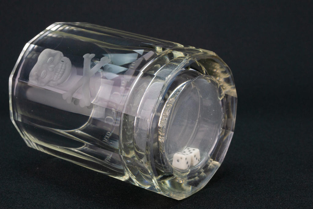 Death or Glory Dice Whisky Glass, English circa 1820