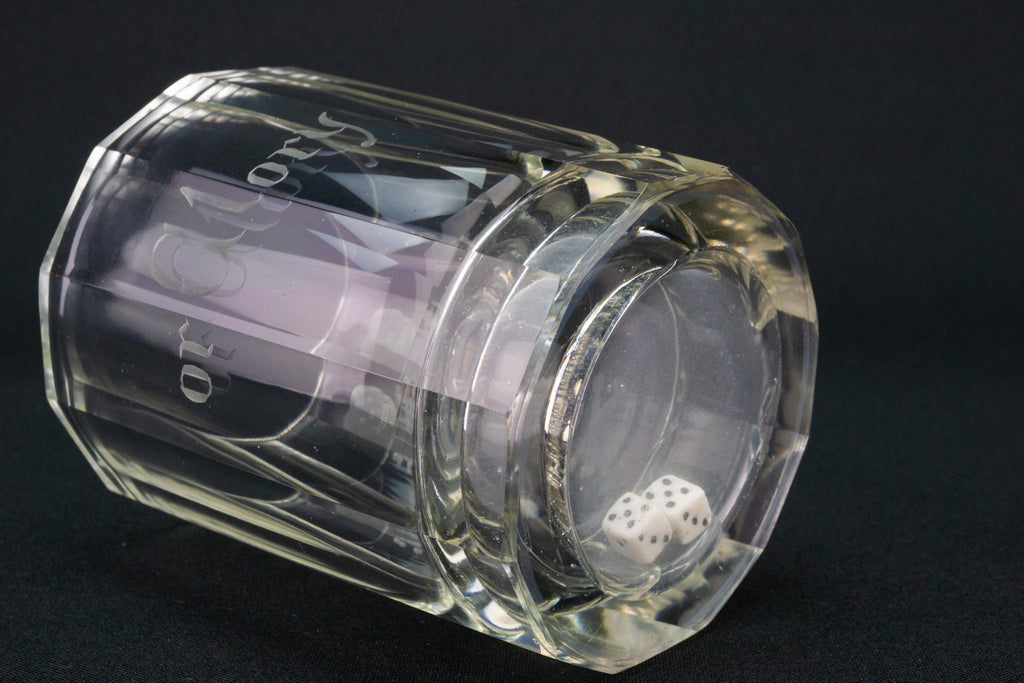 Death or Glory Dice Whisky Glass, English circa 1820