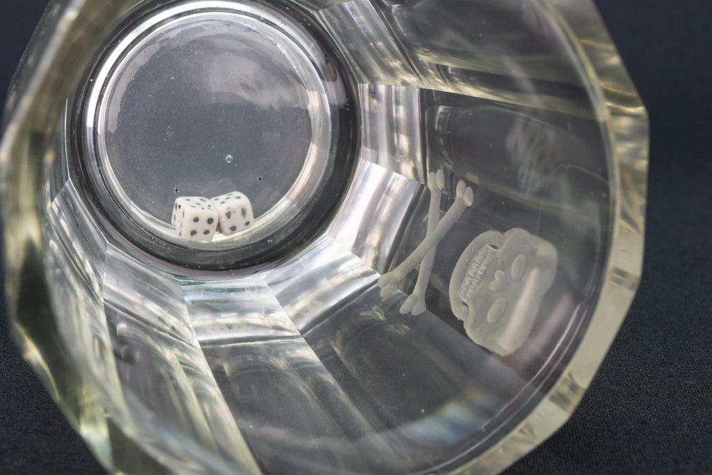 Death or Glory Dice Whisky Glass, English circa 1820