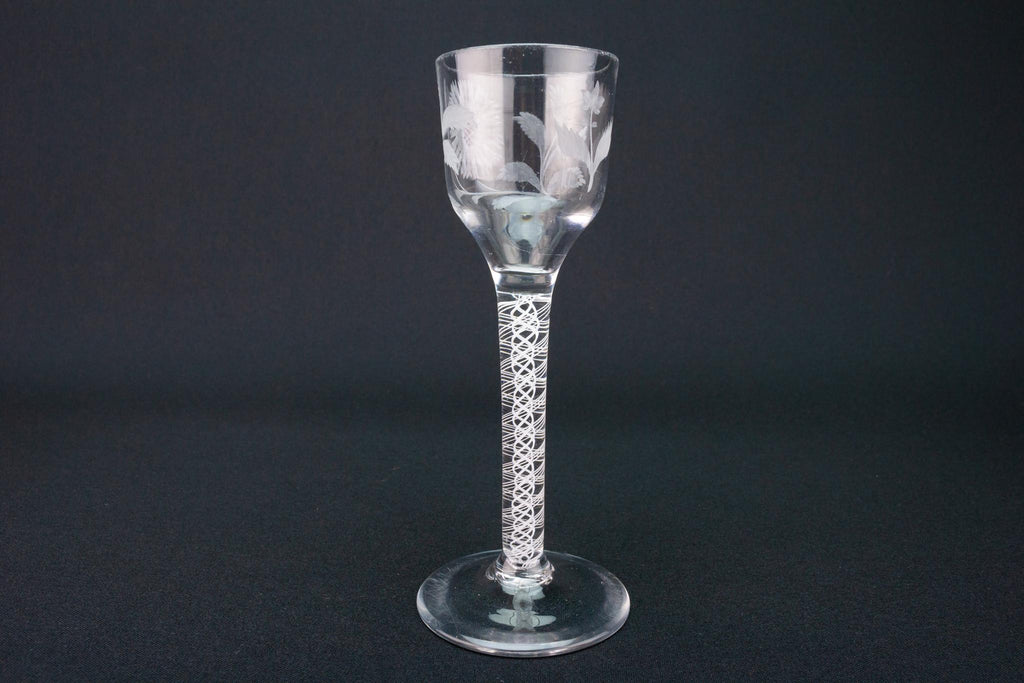 Engraved Small Wine Glass, English Circa 1770