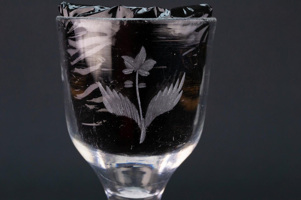 Engraved Small Wine Glass, English Circa 1770
