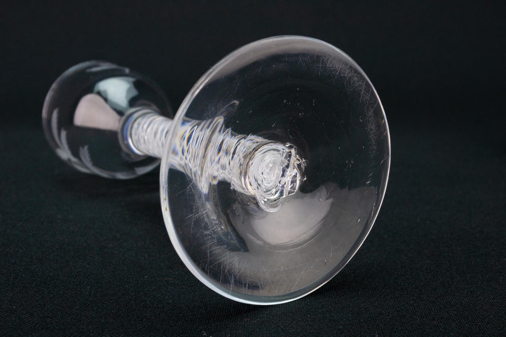 Engraved Small Wine Glass, English Circa 1770